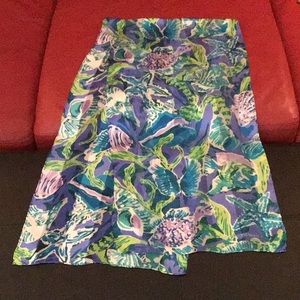 Bill Blass tropical fish sea life long silk scarf.